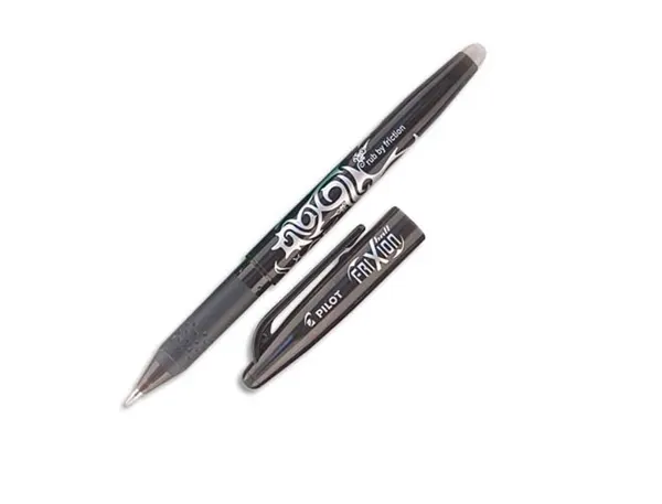 Roller pilot frixion ball écriture moyenne 0.7mm encre effaçable grip préhension rechargeable gomme sertie coloris noir —…