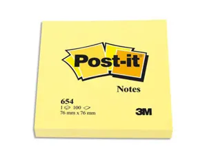Bloc-notes post-it couleurs néon 76x76mm 100f repositionnables coloris jaune fluo — Non classé