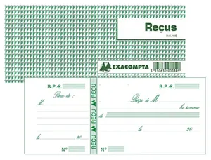 Carnet à souche exacompta reçus 13x9cm 50 feuillets 95g papier chèque amagnétique — Non classé