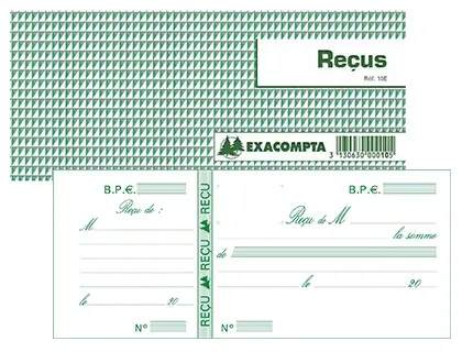 Carnet à souche exacompta reçus 13x9cm 50 feuillets 95g papier chèque amagnétique — Non classé