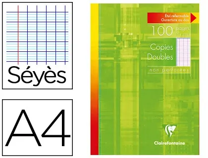Copie double clairefontaine a4 210x297mm papier vélin velouté 100p 90g séyès non perforées étui verni — Non classé