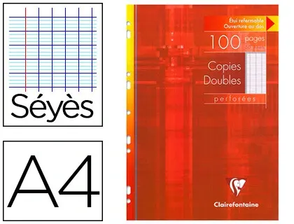 Copie double clairefontaine a4 210x297mm papier vélin velouté 100p 90g séyès perforées étui verni — Non classé