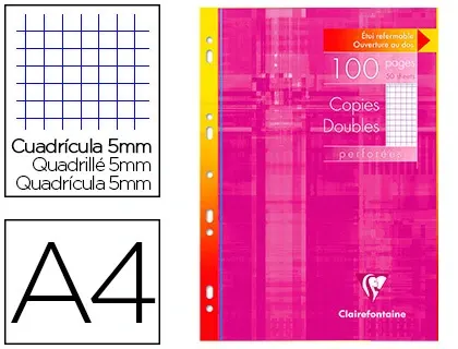 Copie double clairefontaine a4 210x297mm papier vélin velouté 100p 90g 5x5mm perforées étui verni — Non classé