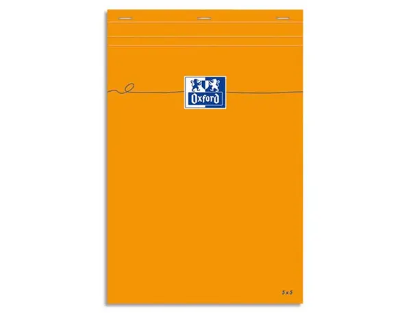 Bloc bureau oxford a4 papier vélin surfin agrafé en tête couverture enveloppante 210x297mm 80f 80g 5x5mm 160pag orange —…