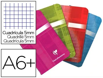 Carnet piqué clairefontaine papier vélin velouté couverture pelliculée lavable 11x17cm 96 pages 90g 5x5mm — Non classé