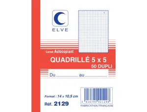 Manifold autocopiant elve 105x148mm quadrillé 5x5 foliotage 50 duplis — Non classé