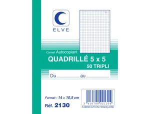 Manifold autocopiant elve 105x148mm quadrillé 5x5 foliotage 50 triplis — Non classé