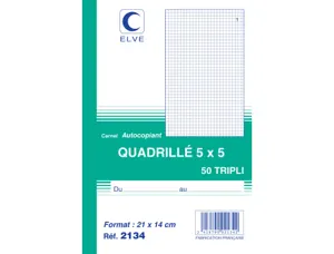 Manifold autocopiant elve 140x210mm quadrillé 5x5 foliotage 50 triplis — Non classé