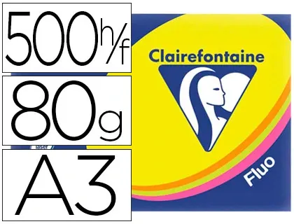 Papier couleur clairefontaine trophée multifonction a3 80g/m2 couleurs assorties fluorescentes paquet 500 feuilles — Non…