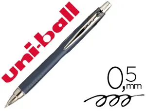Stylo-bille uniball jetstream rt écriture moyenne 0.5mm encre gel rétractable grip antiglisse agrafe métal coloris noir —…