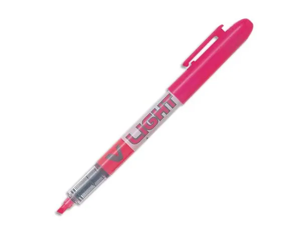 Surligneur pilot v light tracé 1/3mm encre liquide pigmentée fluide niveau d'encre visible coloris rose — Non classé
