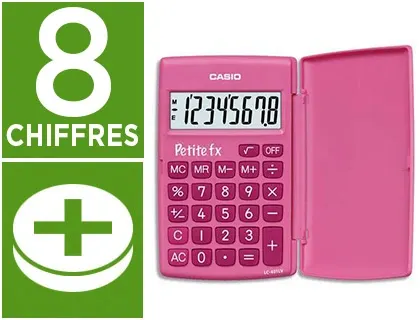 Calculatrice casio scientifique petite fx 4 opérations grand écran spécial enfants mémoire pile 120x75x10.7mm 70g rose —…