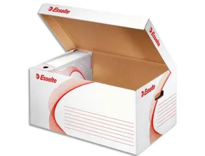 Conteneur esselte carton ondulé blanc recyclable taille l 365x255x550mm 5/6 boîtes couvercle rabattable ouverture dessus —…