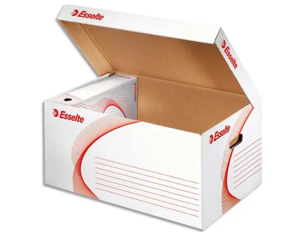 Conteneur esselte carton ondulé blanc recyclable taille l 365x255x550mm 5/6 boîtes couvercle rabattable ouverture dessus —…