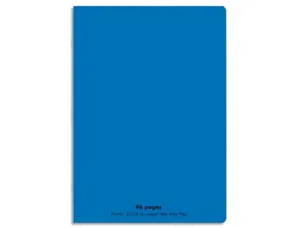 Cahier piqué conquérant classique couverture polypropylène rigide transparente 17x22cm 96 pages 90g séyès coloris bleu —…