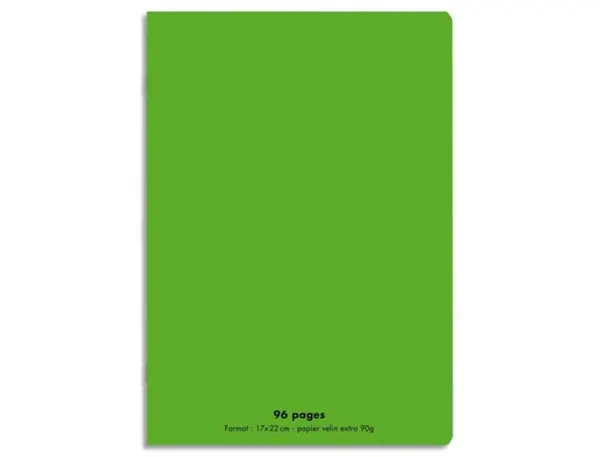 Cahier piqué conquérant classique couverture polypropylène rigide transparente a5+ 17x22cm 96 pages 90g séyès vert — Non…