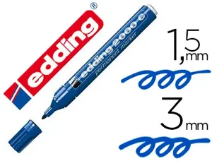 Marqueur edding permanent e2000c pointe ogive tracé 1.5/3mm corps aluminium encre faible odeur séchage rapide bleu — Non…
