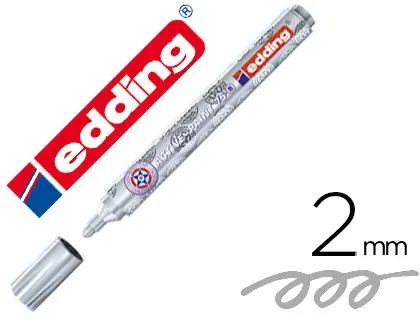 Marqueur edding active paint pointe moyenne ogive encre pigmentée opaque laquée système valve couleur argent — Non classé