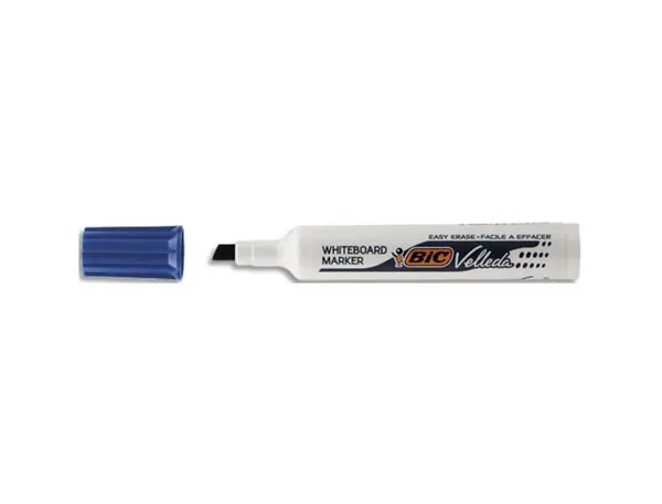 Marqueur bic velleda 1791 effaçable pointe biseautée tracé 2/5mm corps plastique encre cétone bleu — Non classé