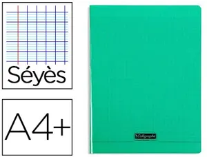 Cahier piqué clairefontaine couverture polypropylène transparente a4+ 24x32cm 96 pages 90g séyès coloris vert — Non classé