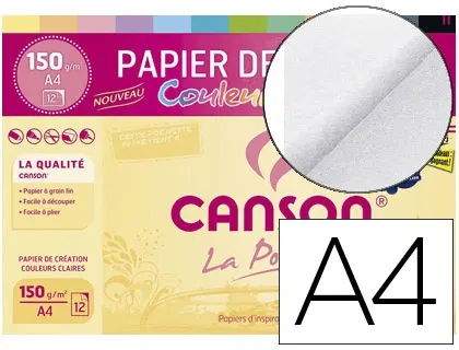 Papier dessin canson colorline grain fin 150g a4 coloris pastels pochette 12f — Non classé