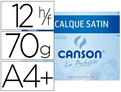 Papier calque canson crayon encre dessin industriel 70/75g a4+ 320x240mm pochette 12f — Non classé