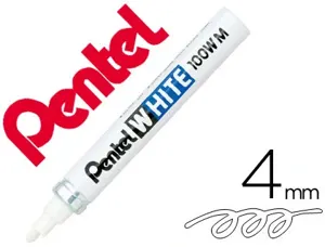 Marqueur pentel peinture pointe conique moyenne 2.5mm indélébile opaque tous usages tous matériaux coloris blanc — Non classé