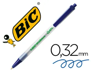 Stylo-bille bic écolutions clic stic recyclé écriture moyenne 0.5mm encre douce rétractable coloris bleu — Non classé