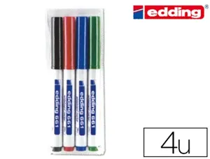 Marqueur edding e661 tableau blanc pointe fine ogive 1/2mm résistante encre cap-off faible odeur pochette 4 unités