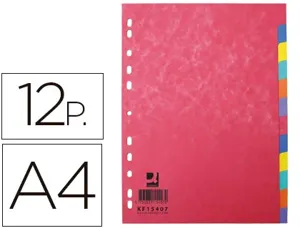 Intercalaire q-connect carte lustrée 225g 12 positions a4 210x297mm — Non classé