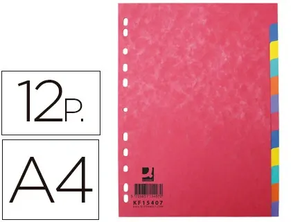 Intercalaire q-connect carte lustrée 225g 12 positions a4 210x297mm — Non classé