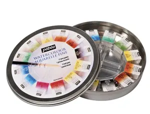 Aquarelle pébéo 1 pinceau aquarelle boîte en métal ronde 12 demi-godets — Non classé