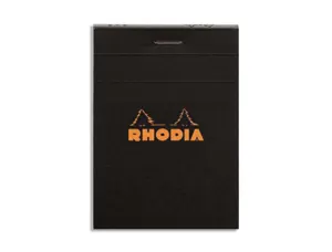 Bloc bureau rhodia a7 papier vélin surfin couverture enduite enveloppante 74x105mm 80f détachables 80g 5x5mm noir — Non…
