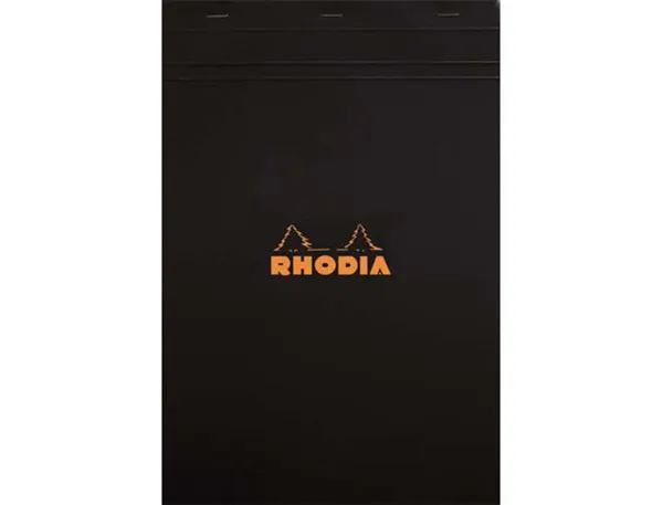 Bloc bureau rhodia a4 papier vélin surfin couverture enduite enveloppante 210x297mm 80f détachables 80g 5x5mm noir — Non…