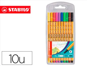 Stylo-feutre stabilo point 88 écriture fine 0.4mm 1000m pointe gainée métal pochette 10 coloris assortis — Non classé