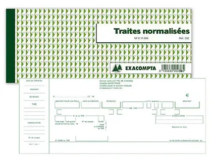 Carnet à souche exacompta traites normalisées 21x10,5cm 50 feuillets 95g papier chèque amagnétique — Non classé