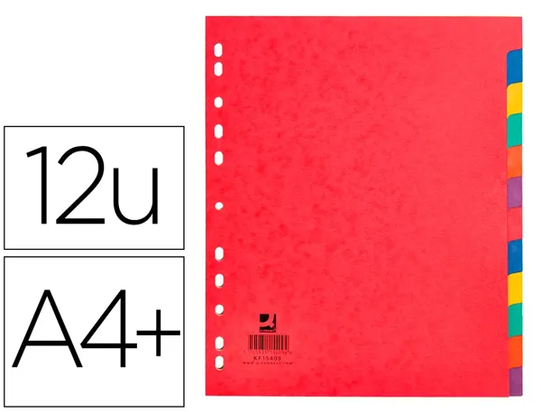 Intercalaire q-connect carte lustrée 225g 12 positions a4+ 212x310mm — Non classé
