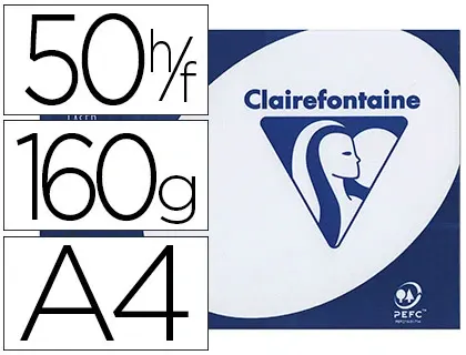 Papier clairefontaine clairalfa extra blanc a4 160g/m2 blancheur 170 opacité 93 rigidité 135 toucher satiné 50 feuilles —…