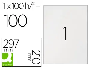 Étiquette adhésive q-connect 210x297mm coins arrondis imprimante jet d'encre laser copieur boîte 100 feuilles 100 unités —…