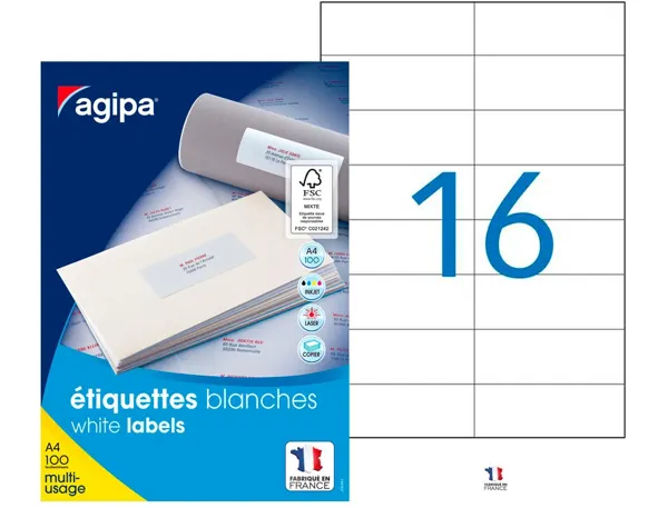 agipa Etiquette universelle, 105 x 37 mm, POSE EXPRESS — Fournitures