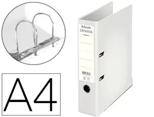 Classeur levier esselte chromos plus a4 polypropylène griffes blocage dos 80mm grand porte-étiquette coloris blanc — Non…