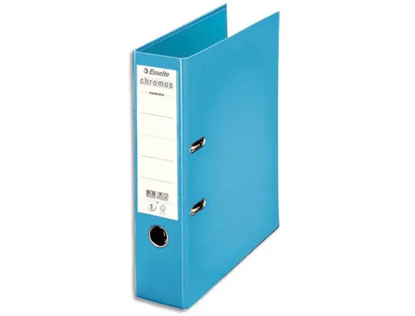 Classeur levier esselte chromos plus a4 polypropylène griffes blocage dos 80mm grand porte-étiquette coloris bleu ciel —…