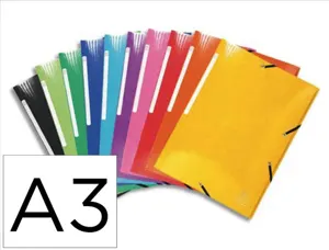Chemise 3 rabats à elastiques exacompta iderama carte pelliculee 7/10e 600g format a3 coloris assortis — Non classé