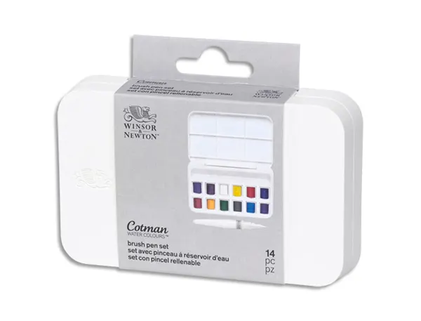 Set aquarelle winsor & newton cotman 12 demi-godets + pinceau a reservoir d eau — Non classé