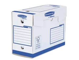 Boîte archives bankers box heavy duty carton blanc bleu dos 20 cm montage manuel — Non classé