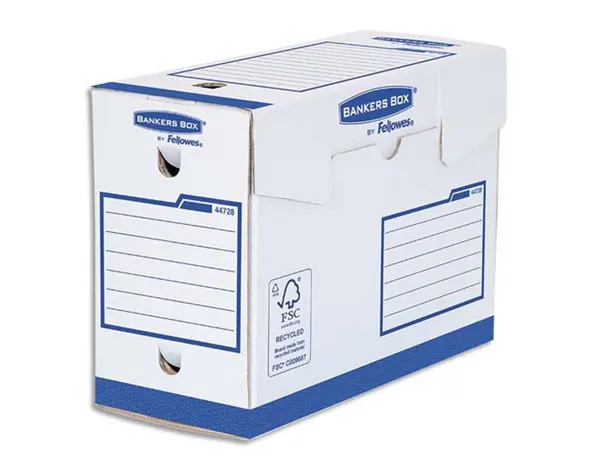 Boîte archives bankers box heavy duty carton blanc bleu dos 20 cm montage manuel — Non classé