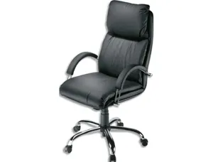 Fauteuil nadir croûte de cuir noire mécanisme basculant centré accoudoirs fixes — Non classé