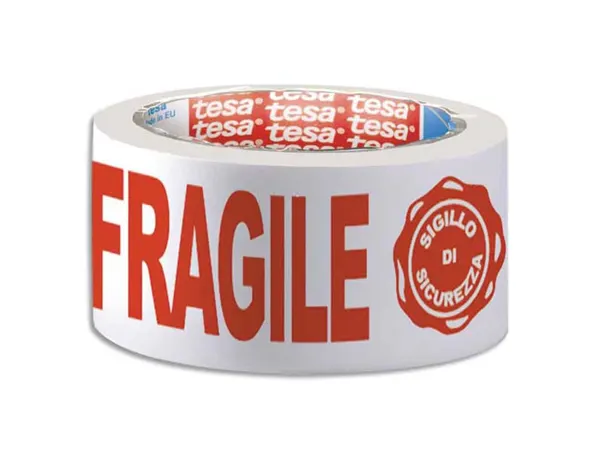 Ruban adhesif d emballage tesa pp blanc imprime rouge fragile silencieux 48 microns 50 mm x 66 m — Non classé