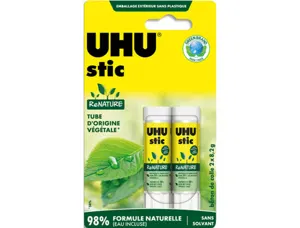 Colle blanche re nature uhu stick 8,2 g tubes d origine vegetale blister de 2 — Non classé