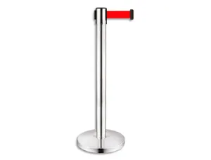 Poteau de signalisation viso chromé h91 cm sangle rouge rétractable 2 m — Non classé